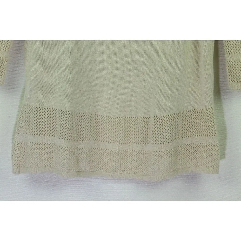JM Collection Woman Cardigan Sweater Open 3/4 Sleeve Knit Ivory Cotton Womens 1X